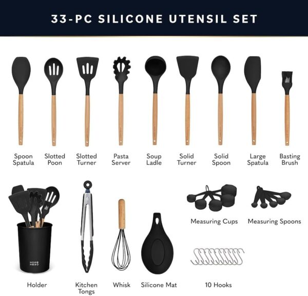 Home Hero 33 Pcs Kitchen Cooking Utensils Set, Non-Stick Sil... - Image 2