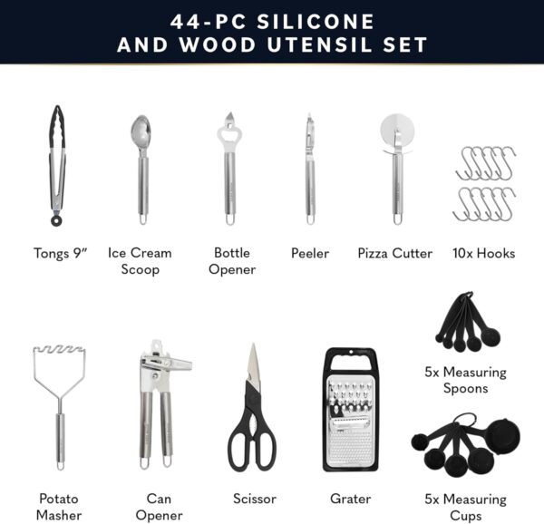 Home Hero Silicone Kitchen Utensils Set, Non-Stick Silicone ... - Image 4