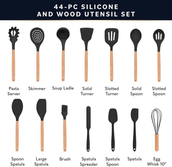 Home Hero Silicone Kitchen Utensils Set, Non-Stick Silicone ... - Image 3