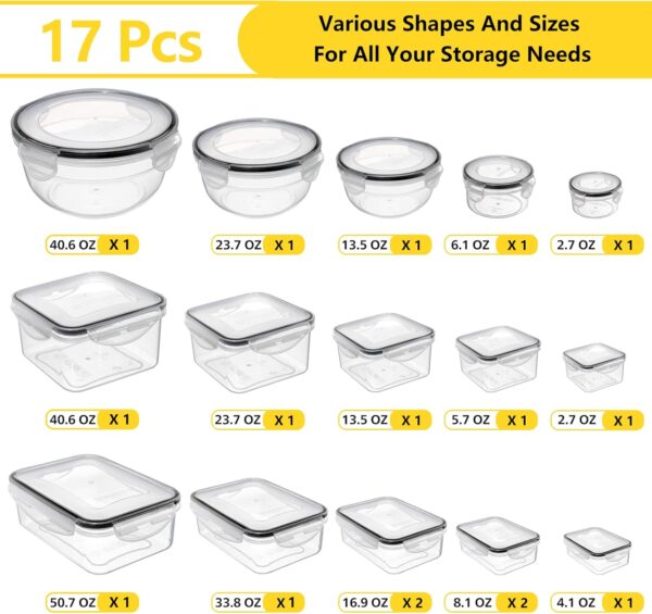 34 PCS Food Storage Containers Set with Airtight Lids (17 Li... - Image 2