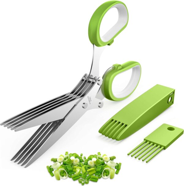 Herb Scissors, Kitchen Herb Shears Cutter with 5 Blades and ...