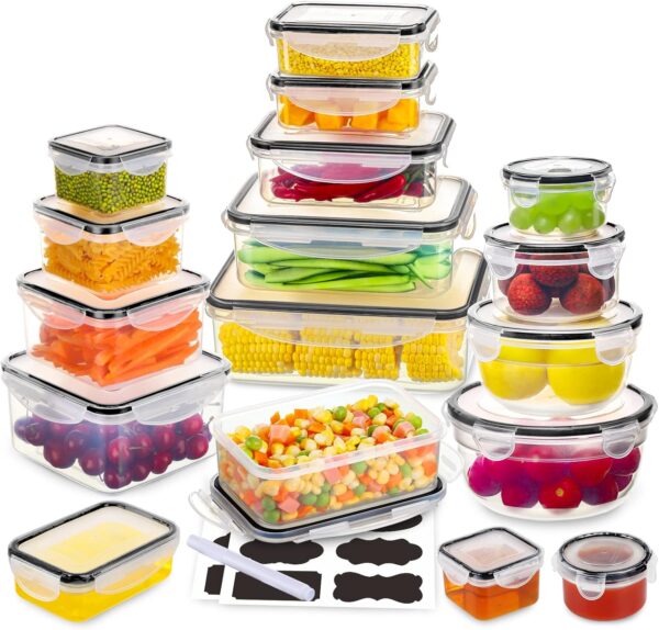 34 PCS Food Storage Containers Set with Airtight Lids (17 Li...