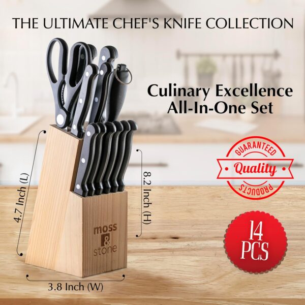 Moss & Stone 14-piece Knife Block Set, Stainless Steel Knife... - Image 4