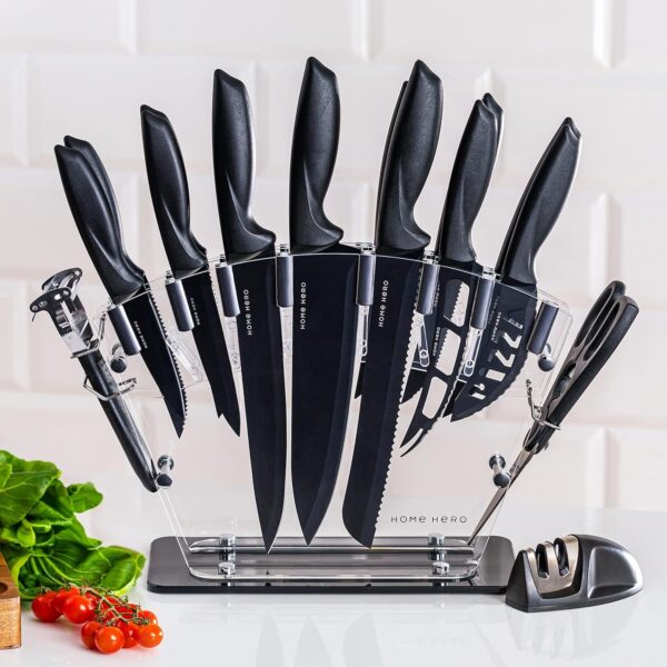 Home Hero Kitchen Knife Set with Sharpener - High Carbon Sta... - Image 13