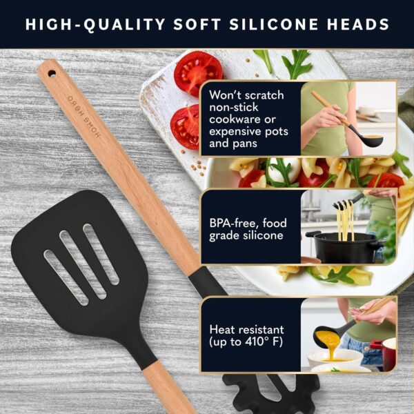 Home Hero Silicone Kitchen Utensils Set, Non-Stick Silicone ... - Image 6