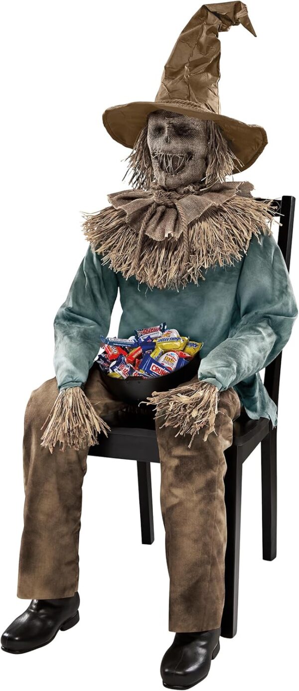 Spirit Halloween 4.5 Ft Scary Sitting Scarecrow Animatronic ...