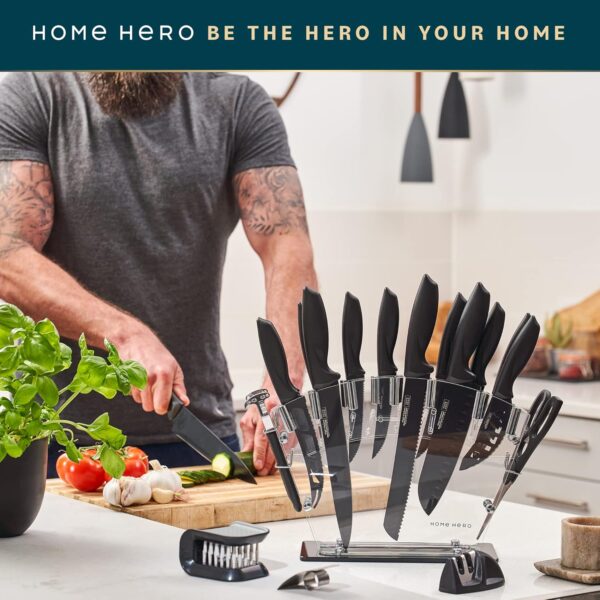 Home Hero Kitchen Knife Set with Sharpener - High Carbon Sta... - Image 9