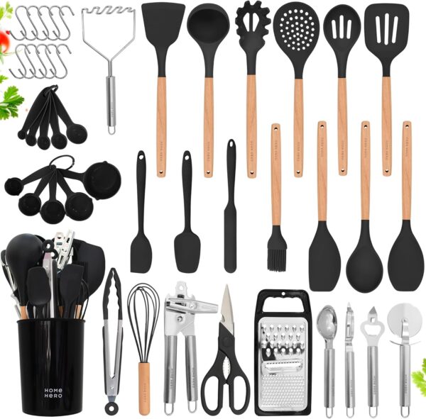 Home Hero Silicone Kitchen Utensils Set, Non-Stick Silicone ...