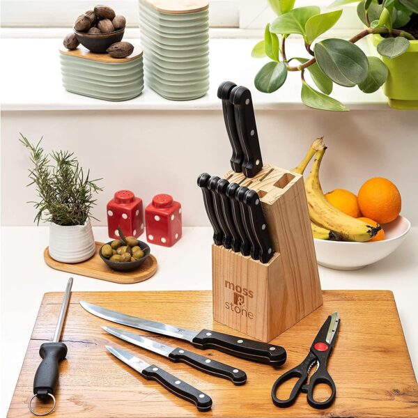 Moss & Stone 14-piece Knife Block Set, Stainless Steel Knife... - Image 8