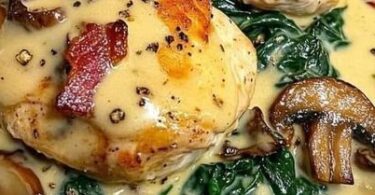 Smothered Chicken with Creamed Spinach Bacon And Mushrooms